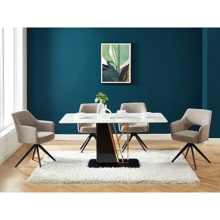 Vente-unique - KONYA Stuhl Stoff Schokoladenbraun - B 59 cm x H 84 cm x L 58 cm