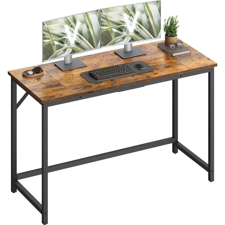 VASAGLE Tisch, Computertisch, Bürotisch, 120 x 50 x 76 cm | Für Arbeitszimmer, Schlafzimmer, Wohnzimmer, Rustikales Braun-Mattschwarz, BARNET Kollektion LWD039B01