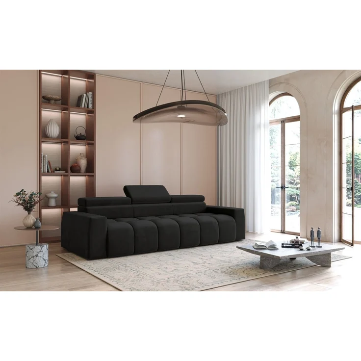 Bigsofa Couchgarnitur DARCY Megasofa in Stoff Salvador Schwarz – Bild 1