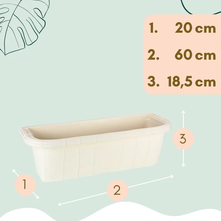 GarPet Balkonkasten 4er Set Blumen Kasten Balkon Geländer Wasserspeicher Rattan Weiß 60 cm – Bild 2