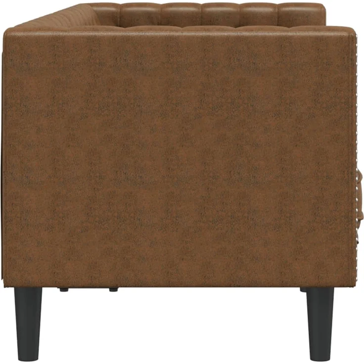 vidaXL Chesterfield-Sofa 2-Sitzer Braun Kunstleder in Wildleder-Optik 372692 – Bild 4