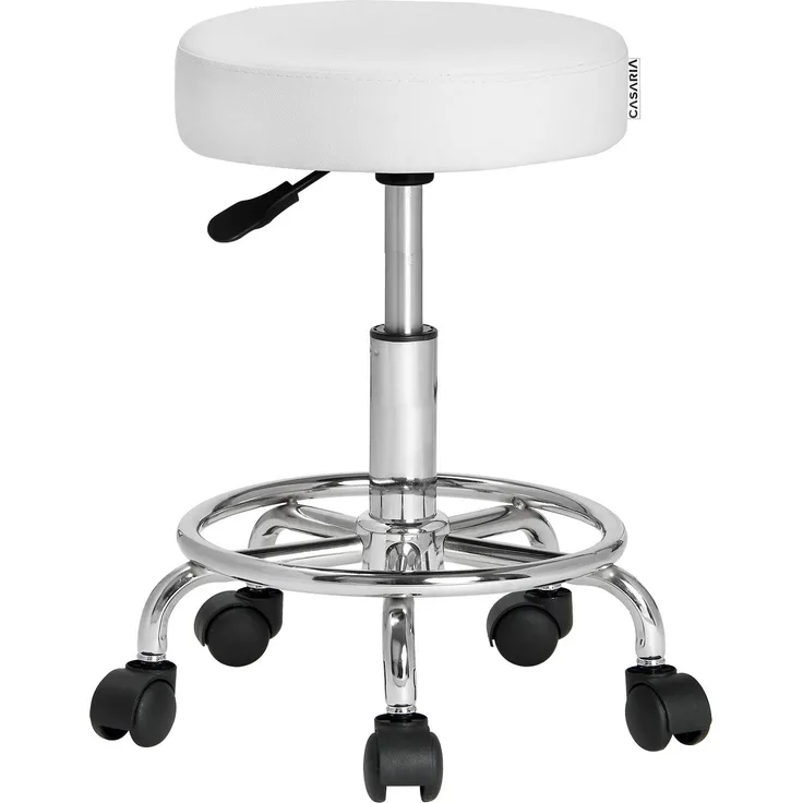CASARIA® Drehhocker Höhenverstellbar Dicke Polsterung Weiß