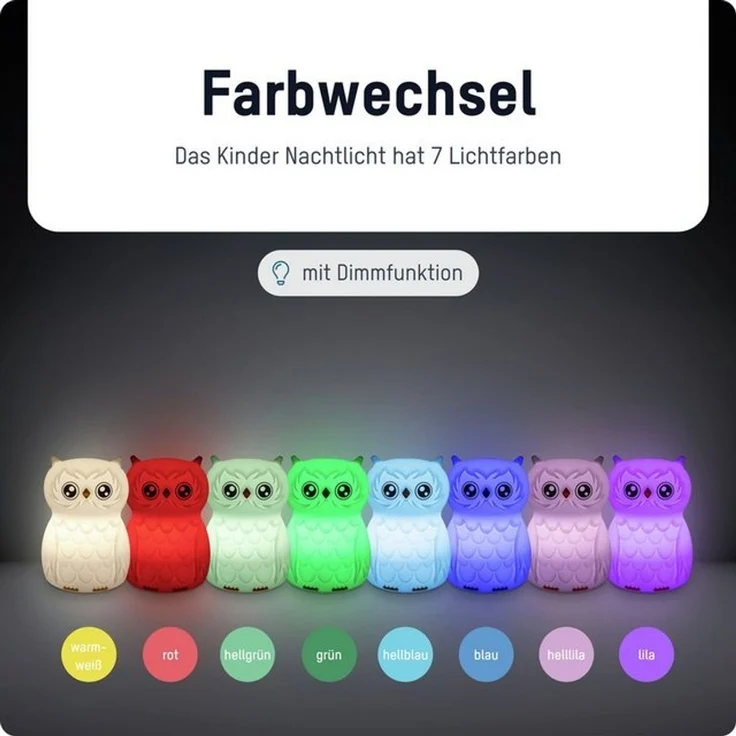 ANSMANN AG LED Nachtlicht Nachtlicht Kinder Silikon aufladbar dimmbar Farbwechsel Eule – Bild 4