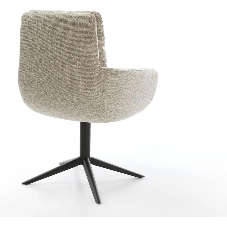 Drehstuhl Abelia-Flex mit Armlehnen Webstoff Soft Beige Fußkreuz Schwarz 360° drehbar Wippfunktion – Bild 5