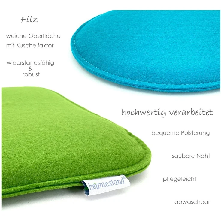 heimtexland ® Sitzkissen Set Filz Stuhlkissen Stuhlauflage Filzkissen Stuhl Polster Kissen Typ631 2er Set 35 cm Rund Anthrazit – Bild 3