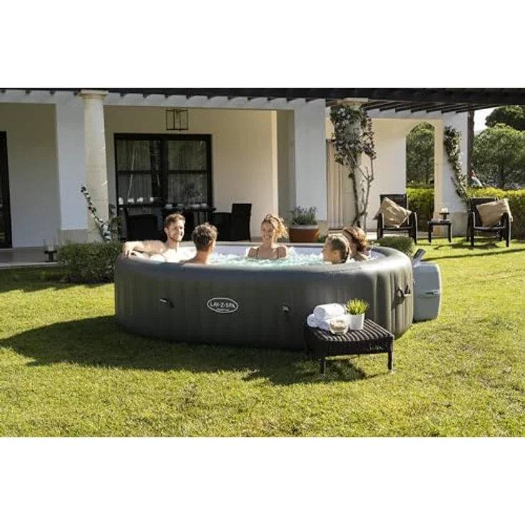 Bestway LAY-Z-SPA XXL WLAN-Whirlpool Mauritius AirJet, oval 270 x 180 x 71 cm, für bis zu 7 Personen, Holz-Optik, mit App-Steuerung und 180 AirJet-Düsen – Bild 2