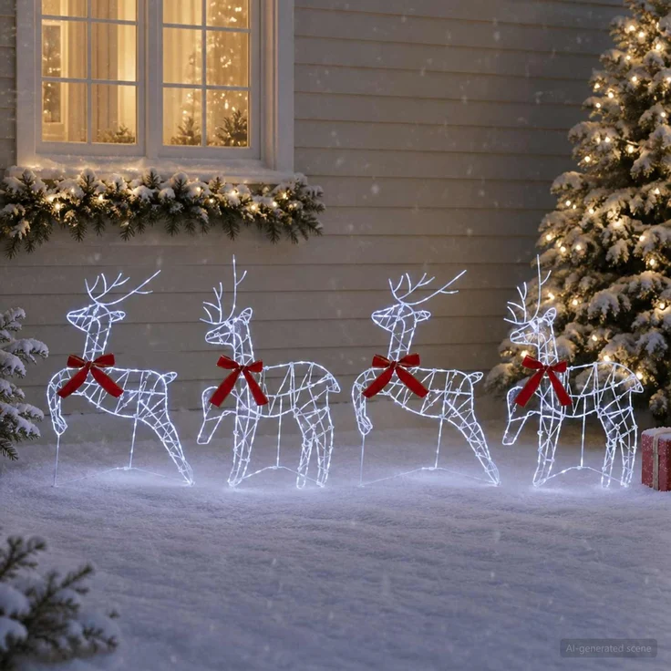 vidaXL Weihnachtsrentier 4 stk. 180 LEDs Kaltweiß 3470427 – Bild 3