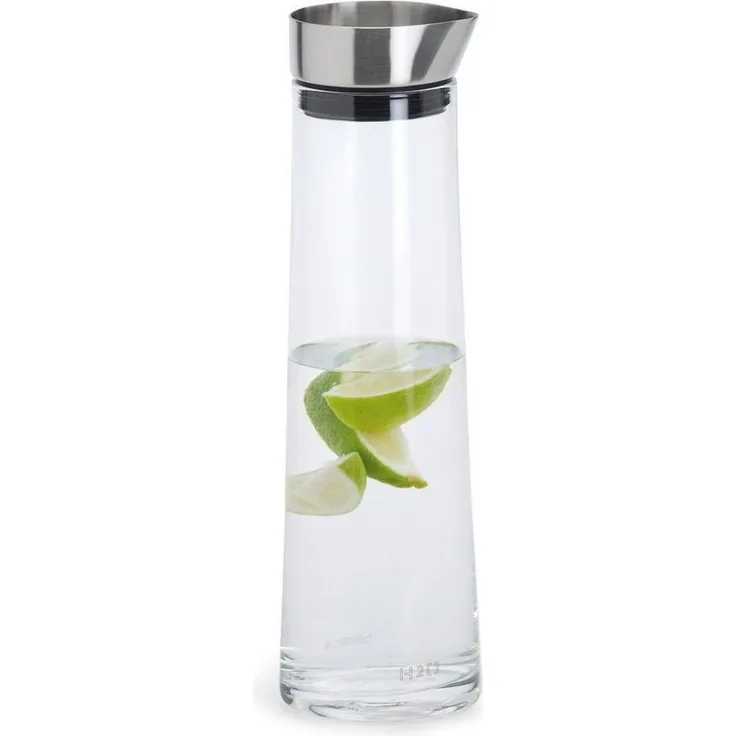 Blomus Wasserkaraffe Acqua, Karaffe, Glaskaraffe, Glas, Edelstahl Deckel, 1 Liter, 63436