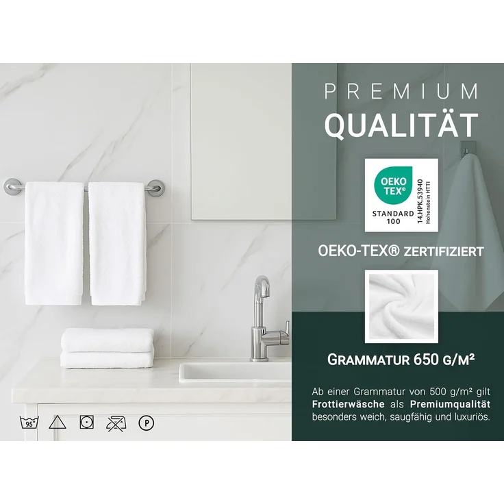 ZOLLNER 10er Set Gästehandtücher, 100% Baumwolle, 40x60 cm, weiß, extra flauschig – Bild 4