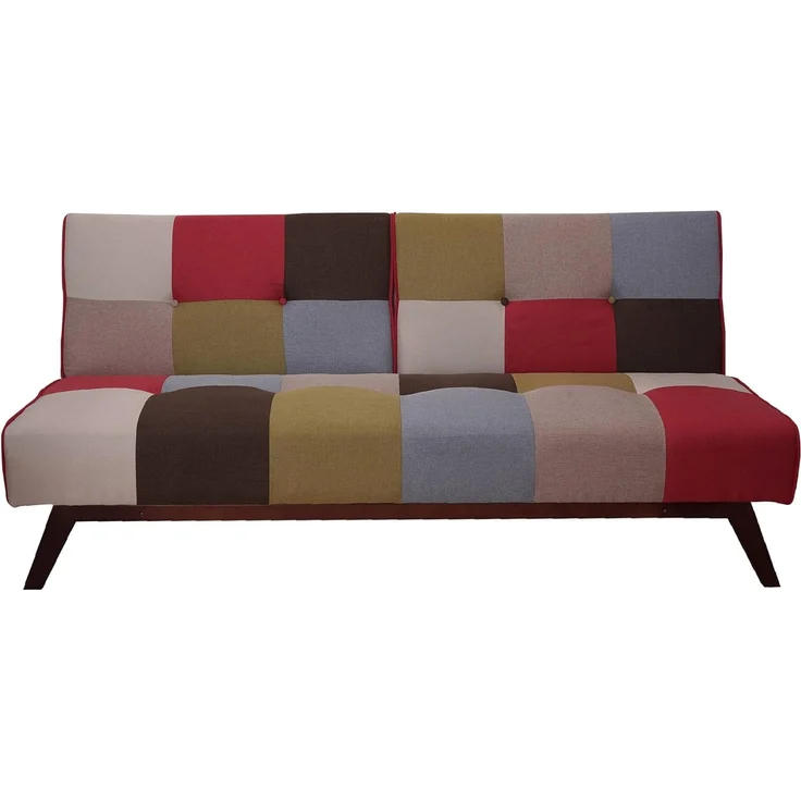 Dmora 3-Sitzer-Schlafsofa, aus gepolstertem Patchwork-Stoff, Clic-Clac-Öffnung, in ein Einzelbett umwandelbar, Made in Italy, 180x79xh76 cm, Mehrfarbig – Bild 3