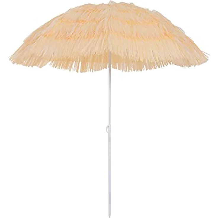 Outsunny Hawaiischirm, Beige, Höhenverstellbar und neigbar, 160x160 cm, Metallgestell, wasserabweisend