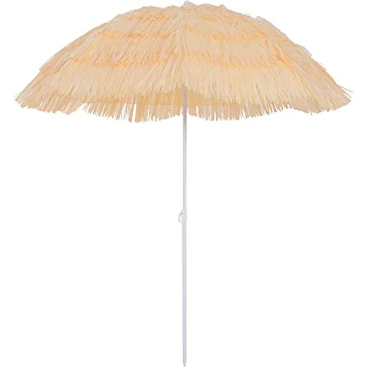 Outsunny Hawaiischirm, Beige, Höhenverstellbar und neigbar, 160x160 cm, Metallgestell, wasserabweisend – Bild 1