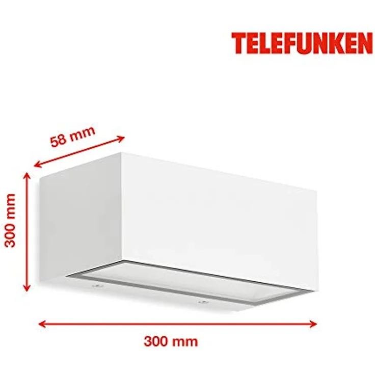 TELEFUNKEN LED Außenwandleuchte, 1-flammig, 12 Watt, 1.200 Lumen, 4.000 Kelvin, IP44, weiß, 185x75x91mm (LxBxH) – Bild 5