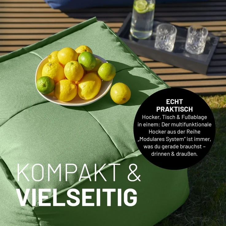 Lumaland Sitzsack-Lounge Modular Garnitur | 5-Teiliges Set | Indoor & Outdoor Sitz-Garnitur | Erweiterbar & Waschbare Sitzmöbel für Innenräume & Garten | Wasserfeste Chill-Out Lounge [Pastellgrün] – Bild 7