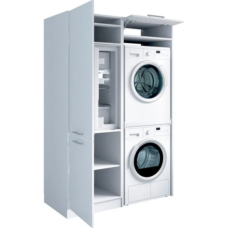 Laundreezy Mehrzweckschrank-Set Laundreezy, 2-tlg. Mehrzweckschrank-Set B/H/T 128/238/68 cm, (2-St), Breite 128 cm, Soft-Close-Funktion, höhenverstellbare Füße – Bild 2