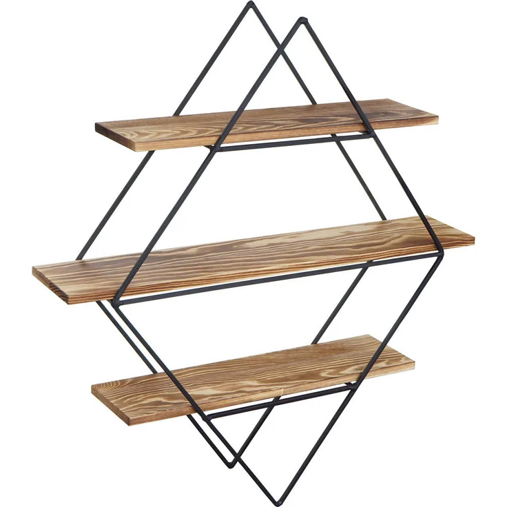 MCW Wandregal, Braun, Kiefernholz, 3 Ablagefächer, 55x60x12 cm, industriedesign