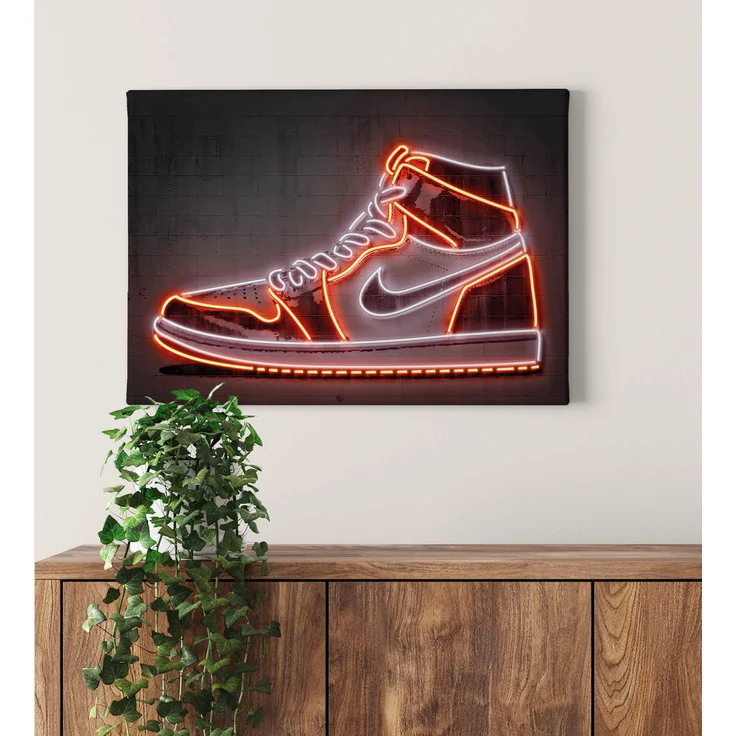 Leinwandbild Nike Jordan 1 Sneaker LED-Optik Bild 70x50 DD123089 Wand Keilrahmen – Bild 2