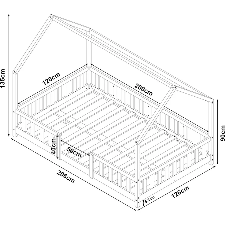 Hausbett Sisimiut 120x200 cm Holzfarben [en. casa] – Bild 3