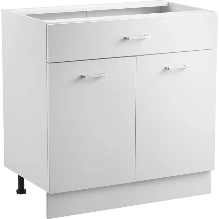 VEVOR weißer Unterschrank Küchenschrank mit Schubladen (800 x 475 x 816 mm) Schubladen-Unterschrank, Montagefertiger Schrank mit Soft-Close-Türen & verstellbarem Regal, für Haushalt Büro