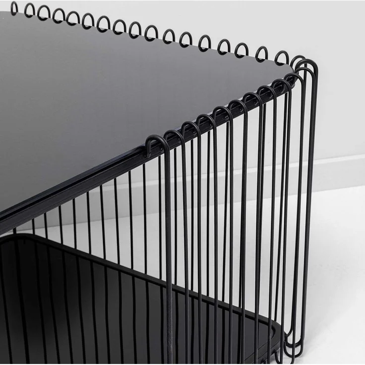 Kare Design Couchtisch Wire Double, Schwarz, Pflegeleicht Sicherheitsglas, Wohnzimmertisch, Stahlgestell, Tischplatte aus Glas, Wohnzimmer, Rechteckig, 42 x 120 x 60 cm (H/B/T) – Bild 4