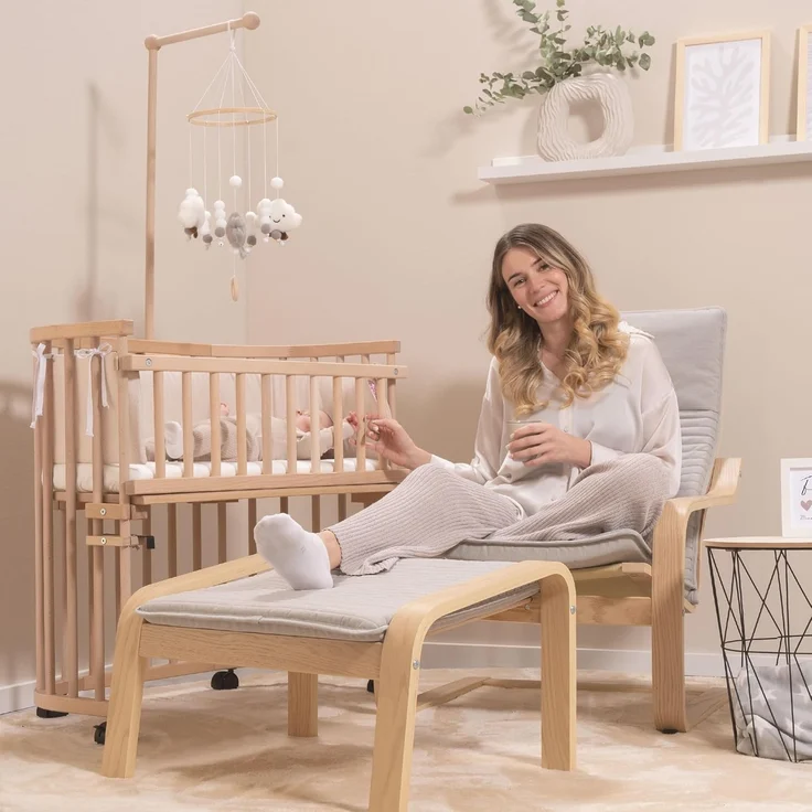 babybay Rollensatz Spezial mit Stoßschutz passend für alle Modelle, Kernbuche geölt – Bild 2