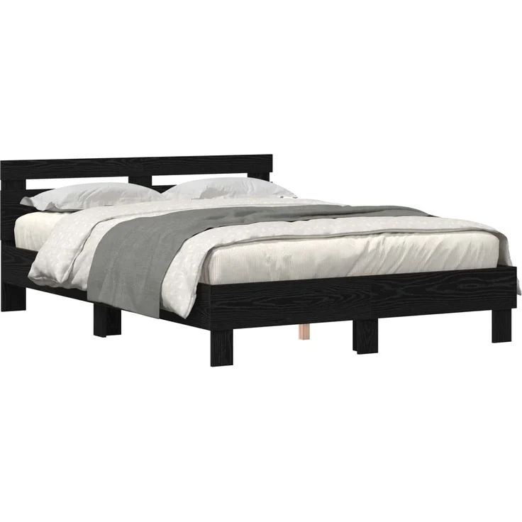 vidaXL Bettrahmen Schwarz Eichen-Optik 160 x 200 cm Holzwerkstoff 3333941 – Bild 2
