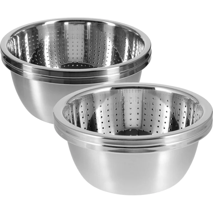 Seiher und Schüssel Set, Ø 20 cm, 2-teilig, Edelstahl – Bild 1