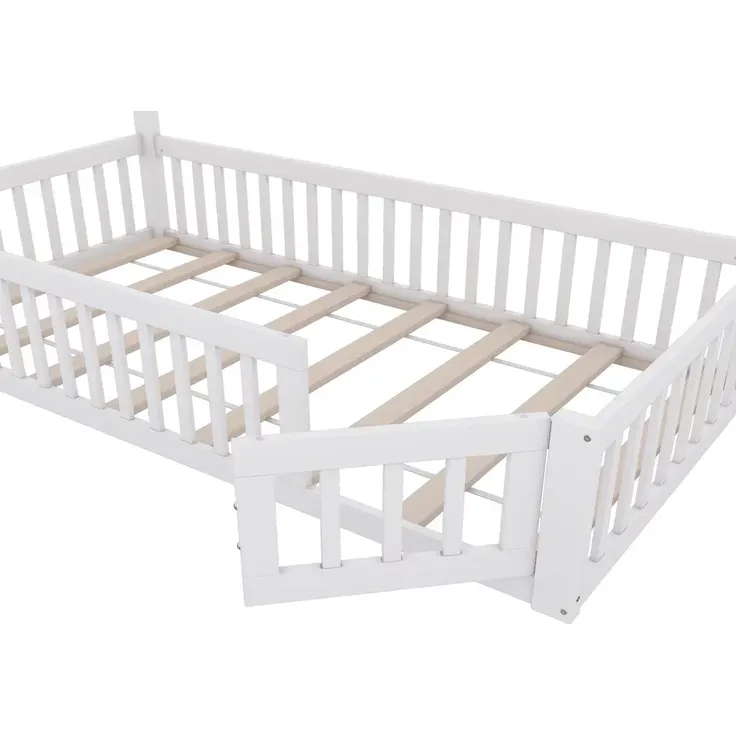 Hausbett mit Lattenrost und Rausfallschutz, 90x200 cm, Kinderbett, Jugendbett, Kiefer – Bild 8