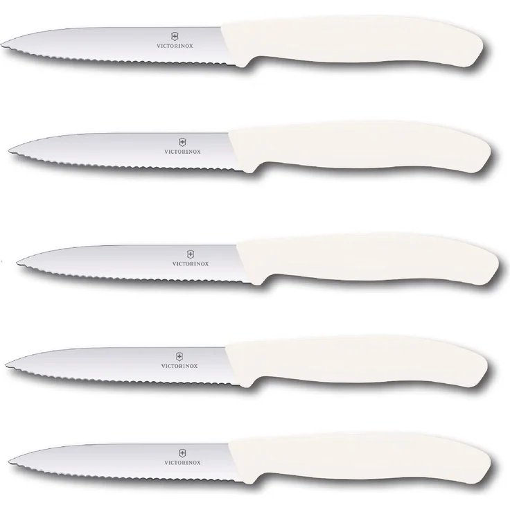 Victorinox | Swiss Classic Gemüsemesser Set | 10 cm Wellenschliff | perfekt für Tomaten | 5er Set | Weiß | ideal für präzises Schneiden und Schälen – Bild 3