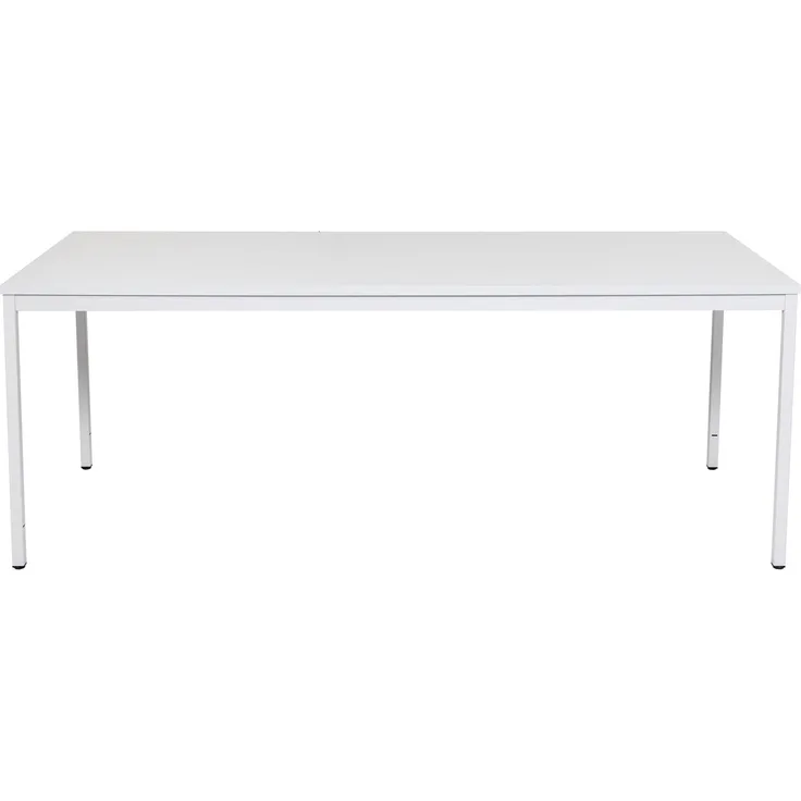 Furni24 Rechteckiger Universaltisch mit laminierter Platte Grau 200 x 100 x 75 cm, Metallgestell und niveauausgleichs Füßen, ideal im Homeoffice als Schreibtisch, Konferenztisch, Computertisch, Esstisch