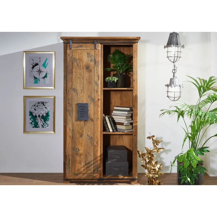 Schrank Mango 100x50x190 natur lackiert RAILWAY #115 – Bild 2