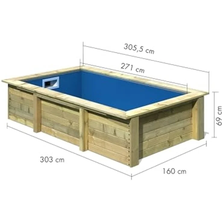 Karibu Rechteckpool Holzpool Large inkl. Sandfilteranlage & Skimmer, Massivholz, witterungsbeständig, wetterfest – Bild 3