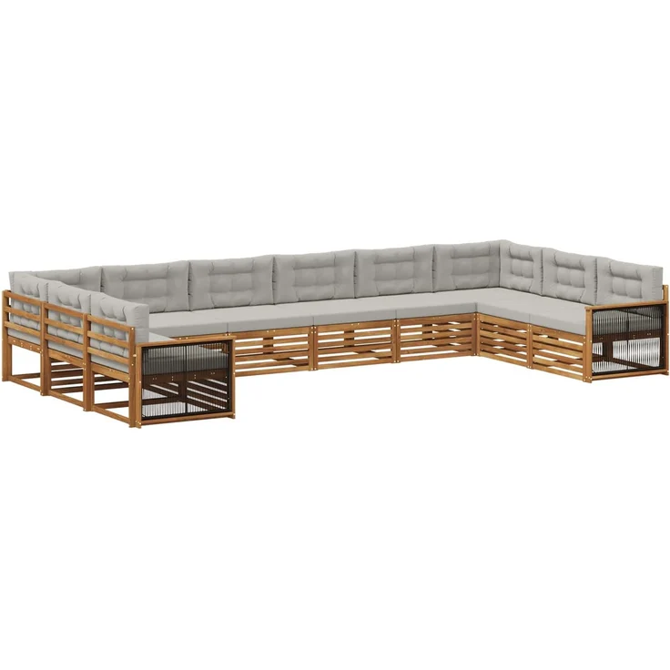 vidaXL Outdoor-Sofagarnitur 10 stk. 10-Sitzer Natur und Hellgrau 3383894 – Bild 2
