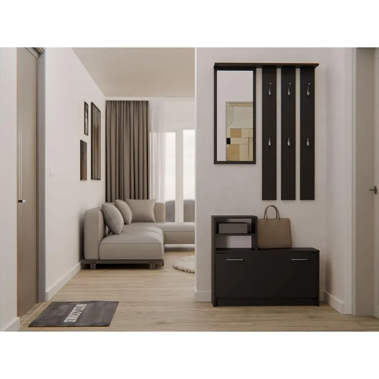 TOPESHOP GARDEROBEN-SET TRAUMGARDEROBE Laminierte Spanplatte Schwarz 180cm (H 180 x T 24 x B 85 cm) – Bild 7