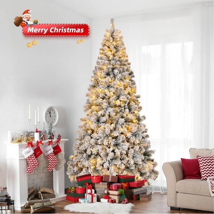 LALAHO Künstlicher Weihnachtsbaum Künstlicher Tannenbaum mit LED Beleuchtung, Schnee, 180cm mit 750 Zweige, 100 LEDs mit 8 Modi, für Weihnachtsdeko – Bild 4
