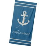 MTOnlinehandel Badetuch Küstenkind Strandtuch / Strandlaken 90x180 cm, 100%, Baumwolle (1-St), maritimes Design mit Anker, hochwertig, weich und flauschig