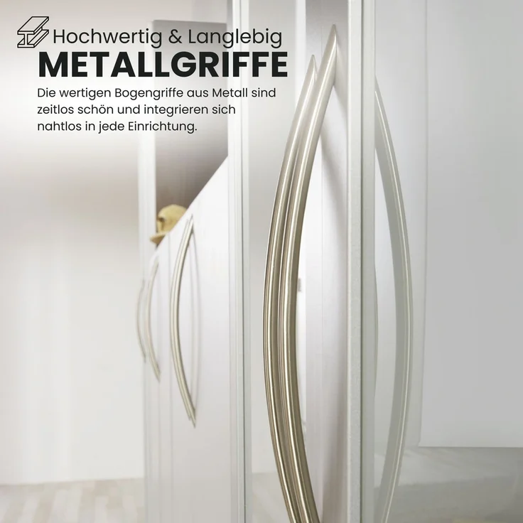 bümö Mehrzweckschrank 80cm breit, Aktenschrank o. Schuhschrank klein, Schrank mit Regal, Kommode in Weiß/Ahorn aus Holz, Vorratsschrank & Haushaltsschrank mit Metallgriffen, 4550-W-3-BM – Bild 3