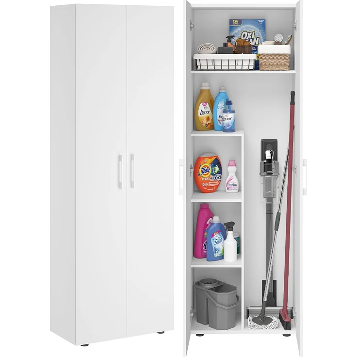 Bellamio 'Apol' Mehrzweckschrank, weiß, 176x33x60 cm, Besenschrank mit Staubsaugerfach und 4 weiteren Fächern – Bild 1