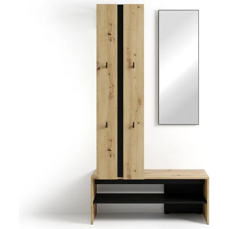 byLIVING Kompaktgarderobe Dielen - Set Nante (2-St) maximale Ordnung auf wenig Fläche mit Spiegel, Kleiderstange und Haken – Bild 4