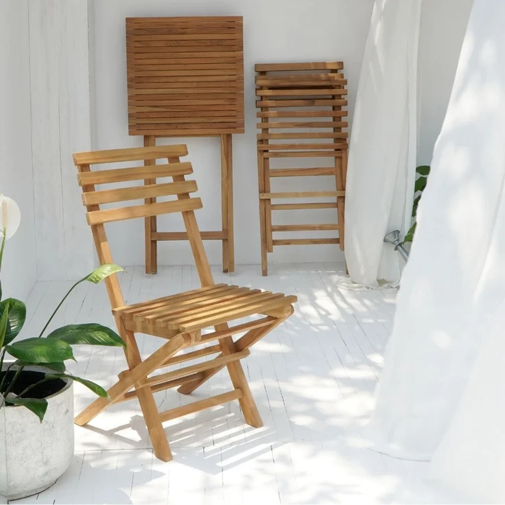 Teak Klapptisch KURSI ca. L60cm Natural Esstisch Gartentisch Tisch Massivholz – Bild 6