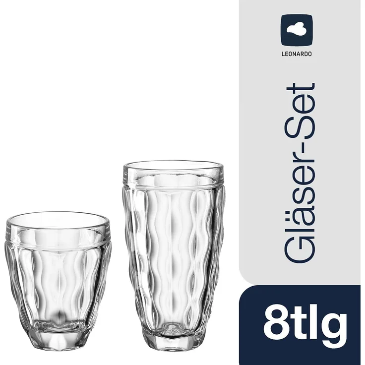 Leonardo Becherset Brindisi 8-teilig, 2 Sorten, Becher, Kalk-Natron Glas, klar, 021599