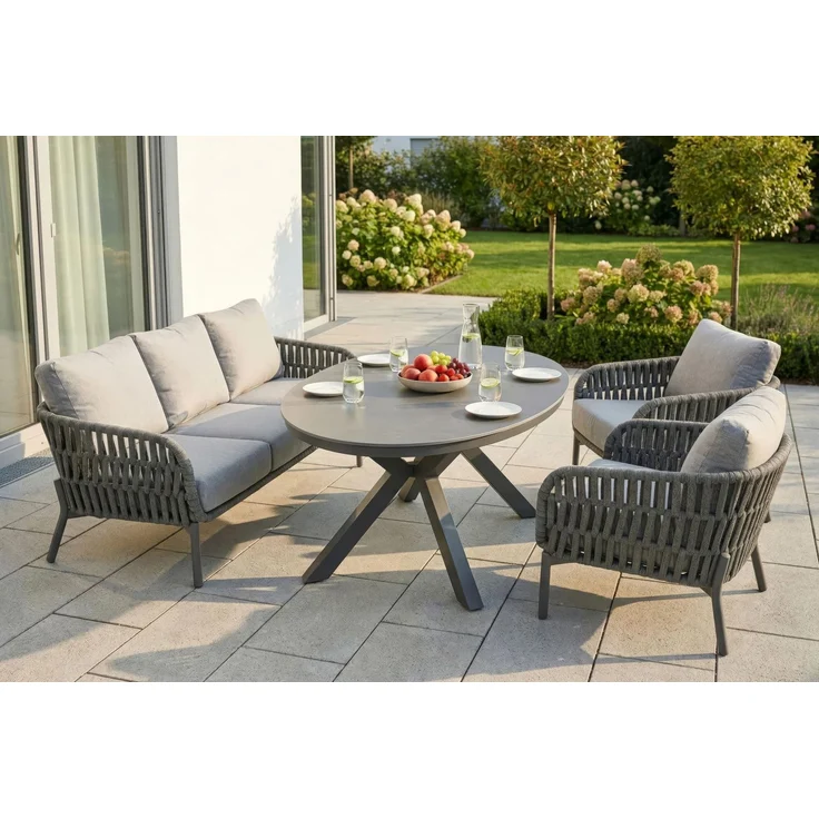 Gartentisch Malte Esstisch Terrassentisch 220 x 120 x 69 cm Aluminium/sintered stone Anthrazit – Bild 5