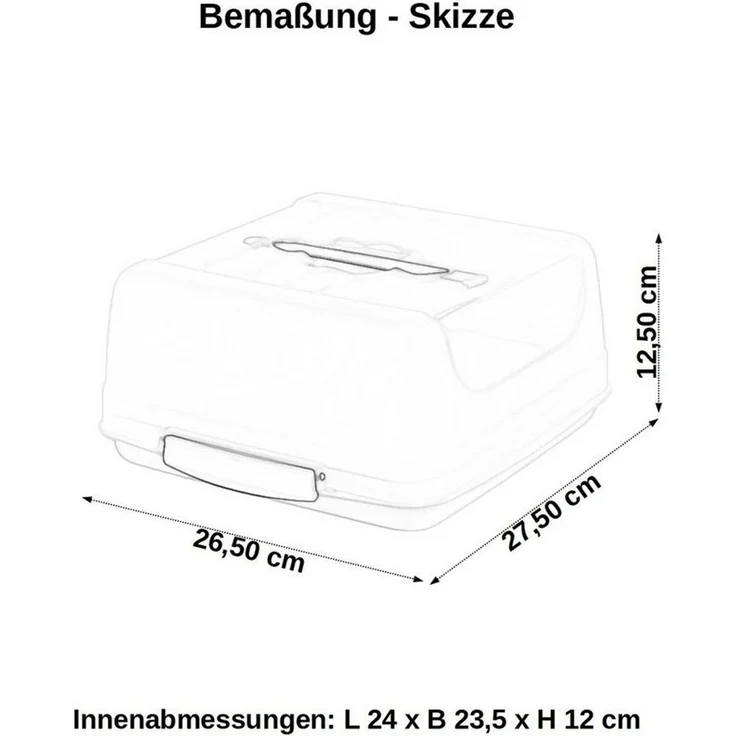 Engelland Kuchentransportbox Kleine Kuchenbox mit transparentem Deckel, Kunststoff, (Vorteils-Set, 2-tlg, sicheres Transportieren), mit Tragegriff und Klickverschluss, BPA-frei, rechteckig, Kunststoff – Bild 3