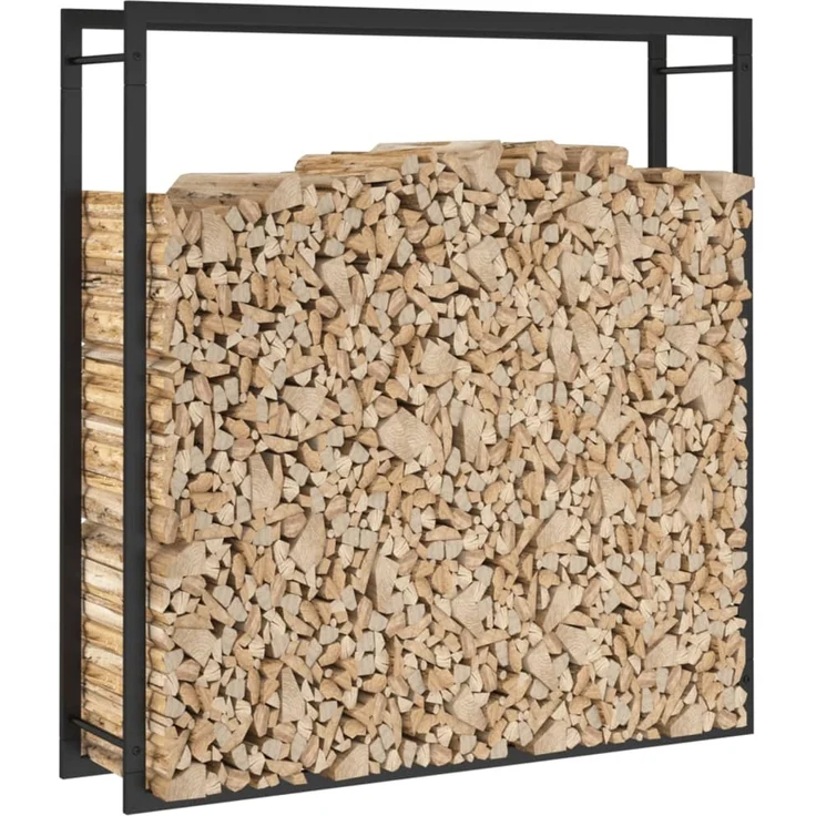 vidaXL Brennholzregal Mattschwarz 110x28x116 cm Stahl 350310 – Bild 4