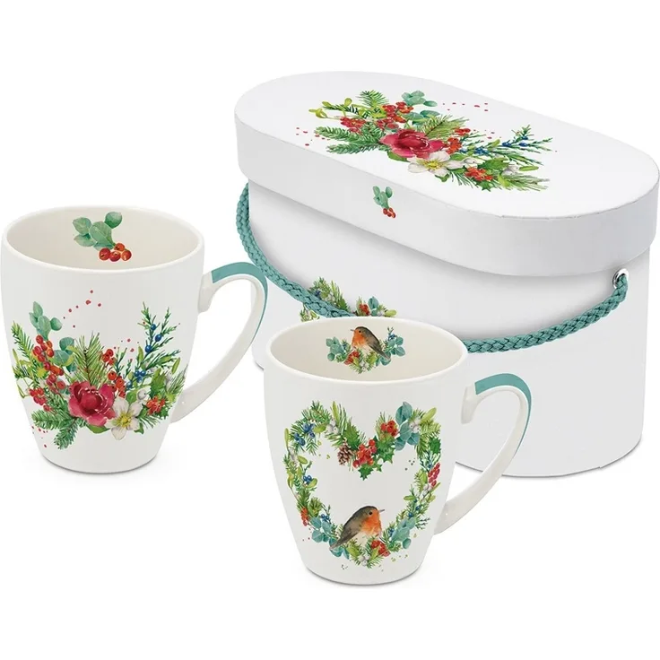 Paperproducts 2er-Set Mug Robin Heart & Flora Christmast