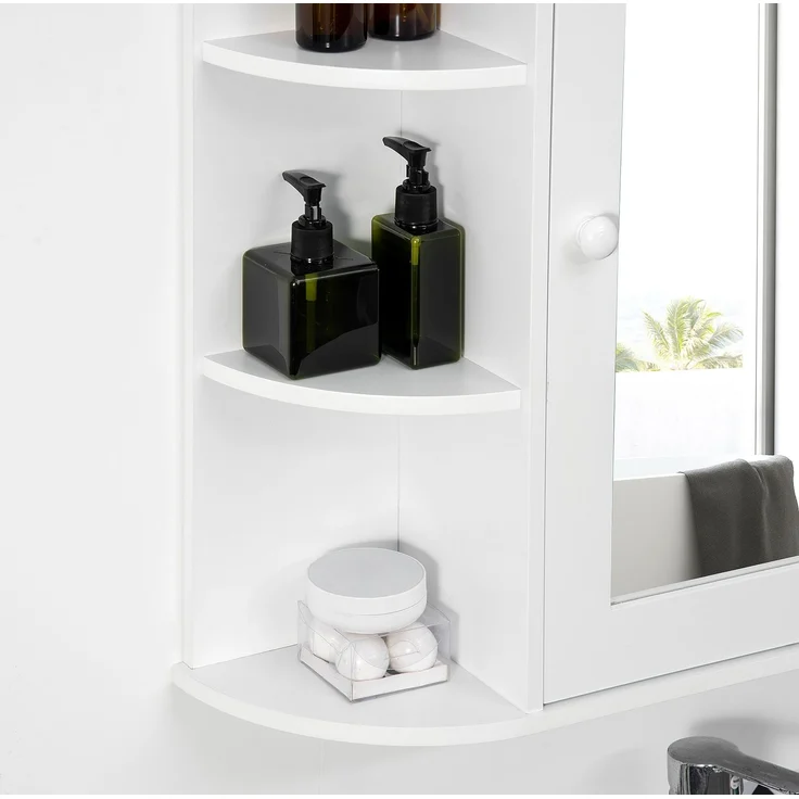 Spiegelschrank 66 x 17 x 63 cm in Weiß mit offenen Seitenregalen – Bild 5