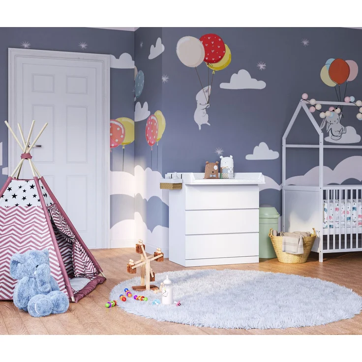 Bellabino 'Oti' Wickelaufsatz für IKEA Kommode Malm, Hemnes, Nordli, weiß, 10 x 74 x 80 cm – Bild 2