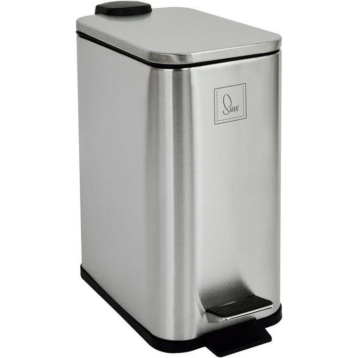 SVITA Mülleimer ST5, Treteimer, Softclose-Funktion, 5L, Edelstahl, Silber – Bild 1