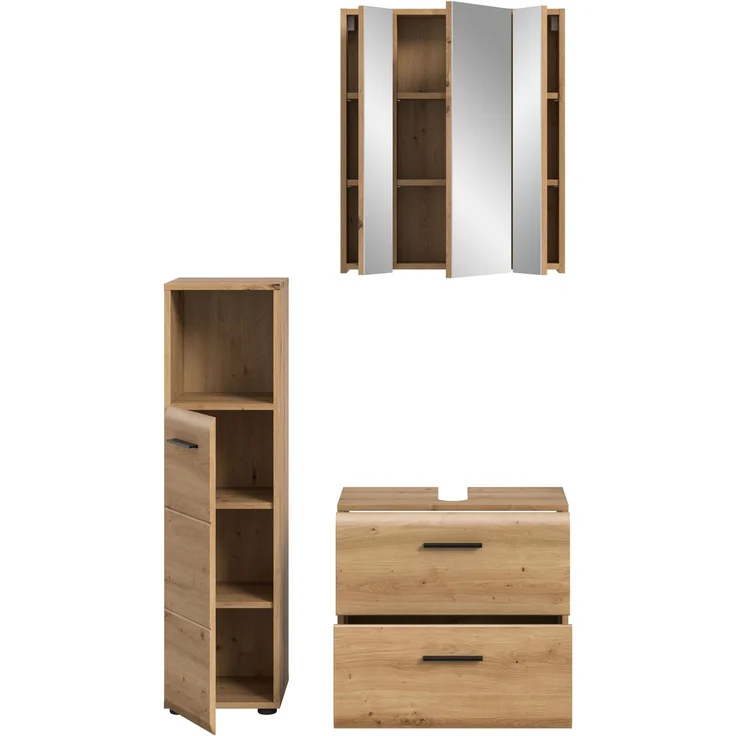 Badkombination (B/H/T: 105x185x30 cm) in Artisan Oak Nachbildung und Artisan Oak Nachbildung – Bild 3