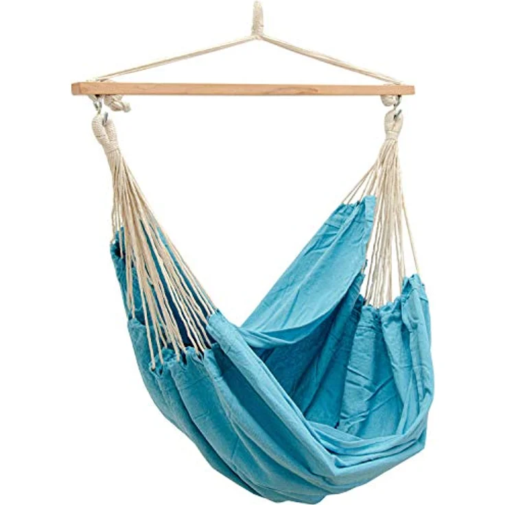 AMANKA XXL-Hängesessel 185 x 130 cm, bis 150 kg belastbar, hautfreundlicher Baumwollstoff, türkis – Bild 1